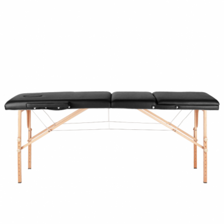 3-delige zwarte comfort massagetafel, hout comfort