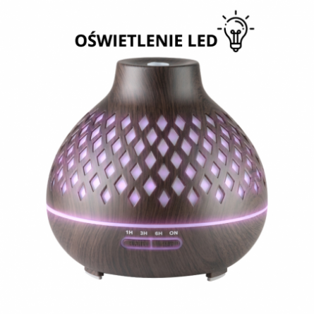 Aroma diffuser luchtbevochtiger spa 10 donker hout 400ml + timer