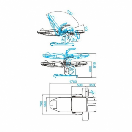 Electro podotherapiestoel azzurro 709a 3 sterk Grijs