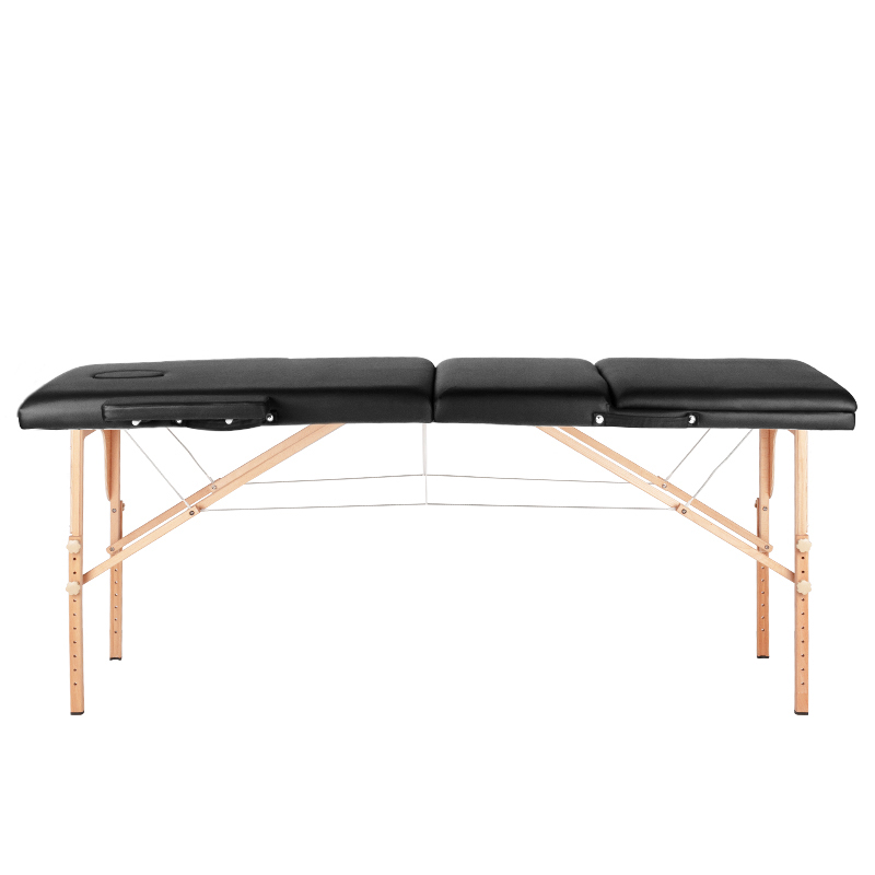 3-delige zwarte comfort massagetafel, hout comfort