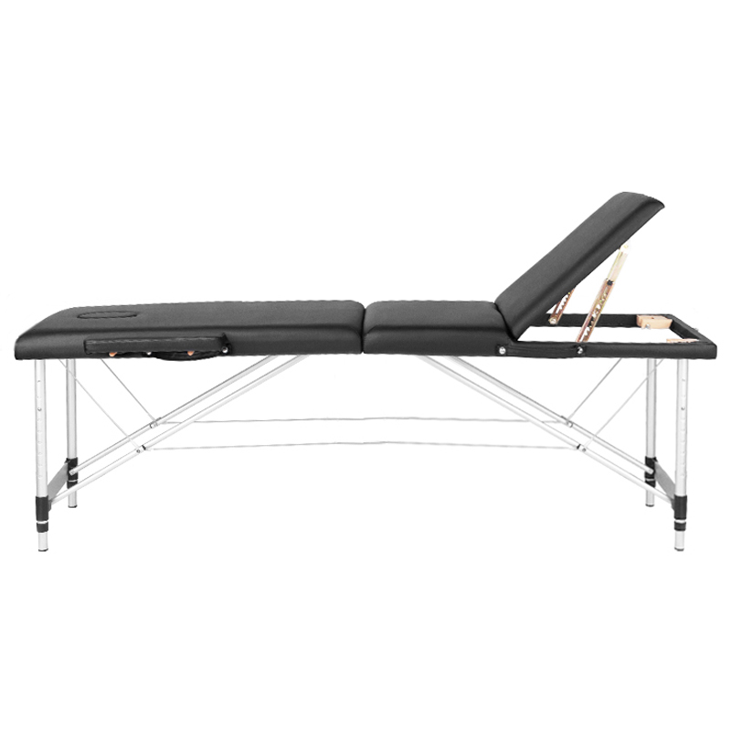 3-delige zwarte comfort massagetafel van aluminium