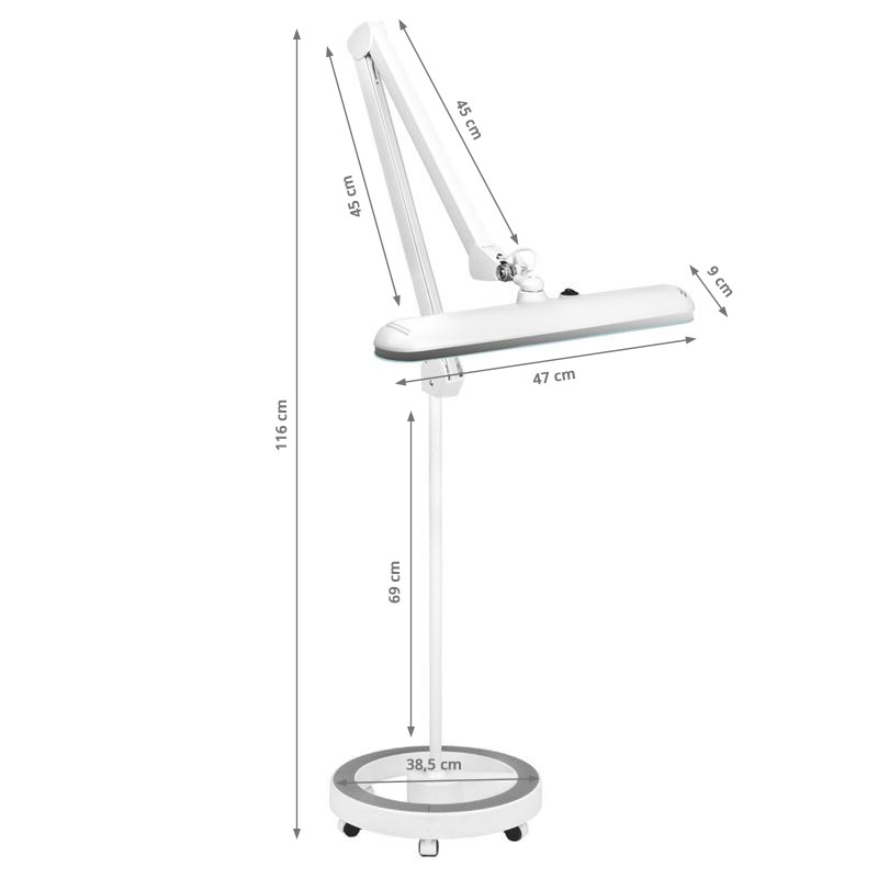 Elegante 801-s LED werkplaatslamp met een standaard wit statief