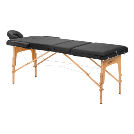 HOUTEN OPVOUWBARE MASSAGETAFEL COMFORT ACTIVFIZJO LUX 3-DELIG 190X70 ZWART