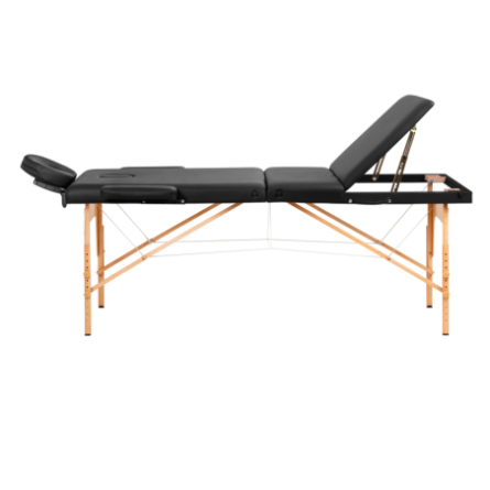 Inklapbare massagetafel voor hout Komfort Activ Fizjo Lux 3 segment 190x70 zwart