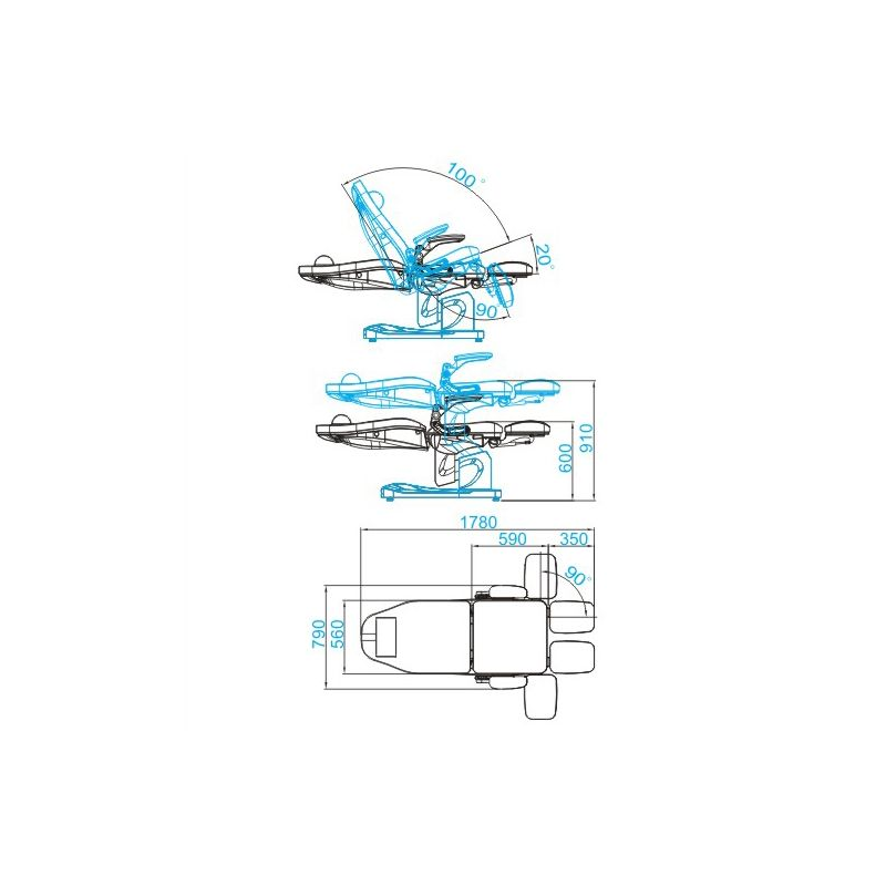 Electro podotherapiestoel azzurro 709a 3 sterk Grijs