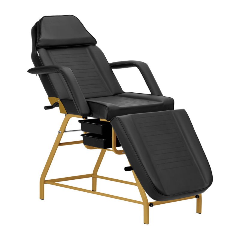 Behandelstoel 557G met dienbladen goud zwart